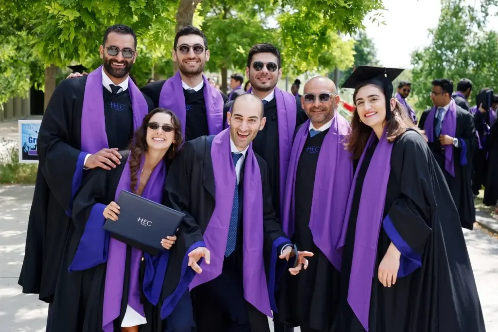 HEC Paris MBA graduates posing at graduation